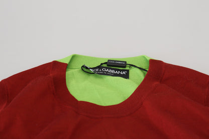 Top casual elegante de seda Dolce &amp; Gabbana en rojo y verde