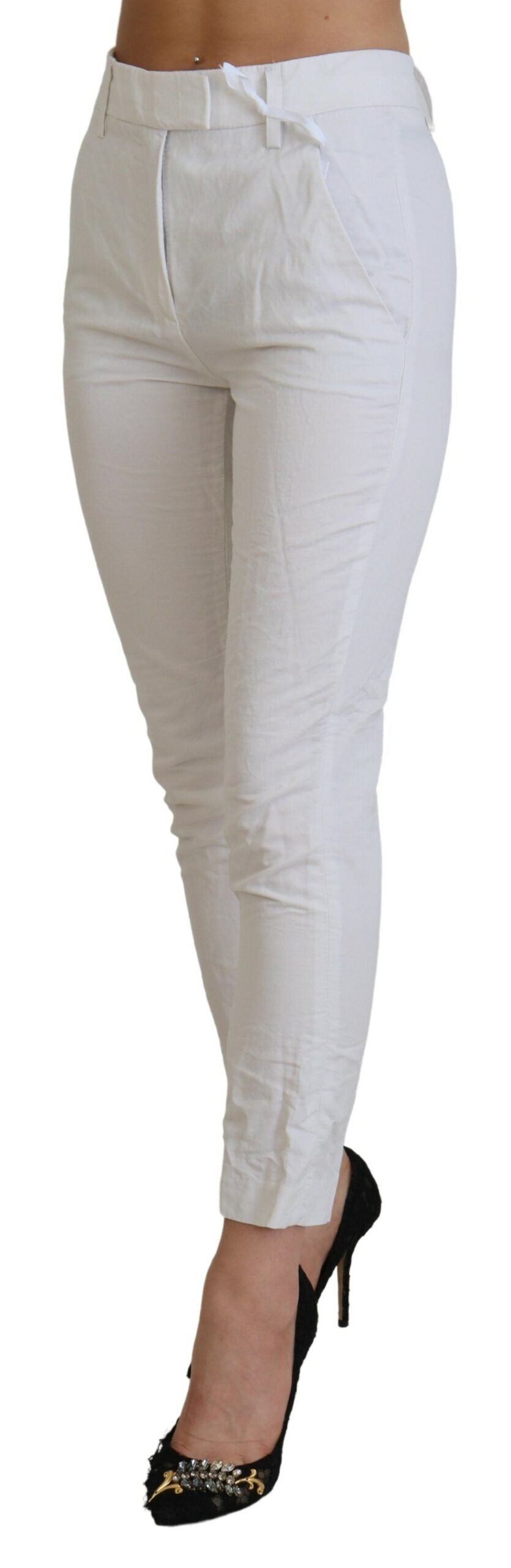 Pantalones blancos elegantes de talle alto y cónicos de Dondup