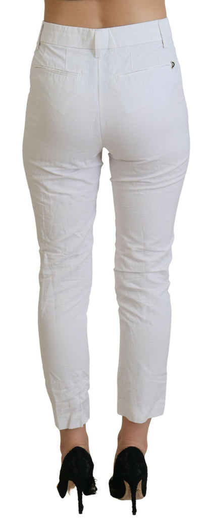 Pantalones blancos elegantes de talle alto y cónicos de Dondup