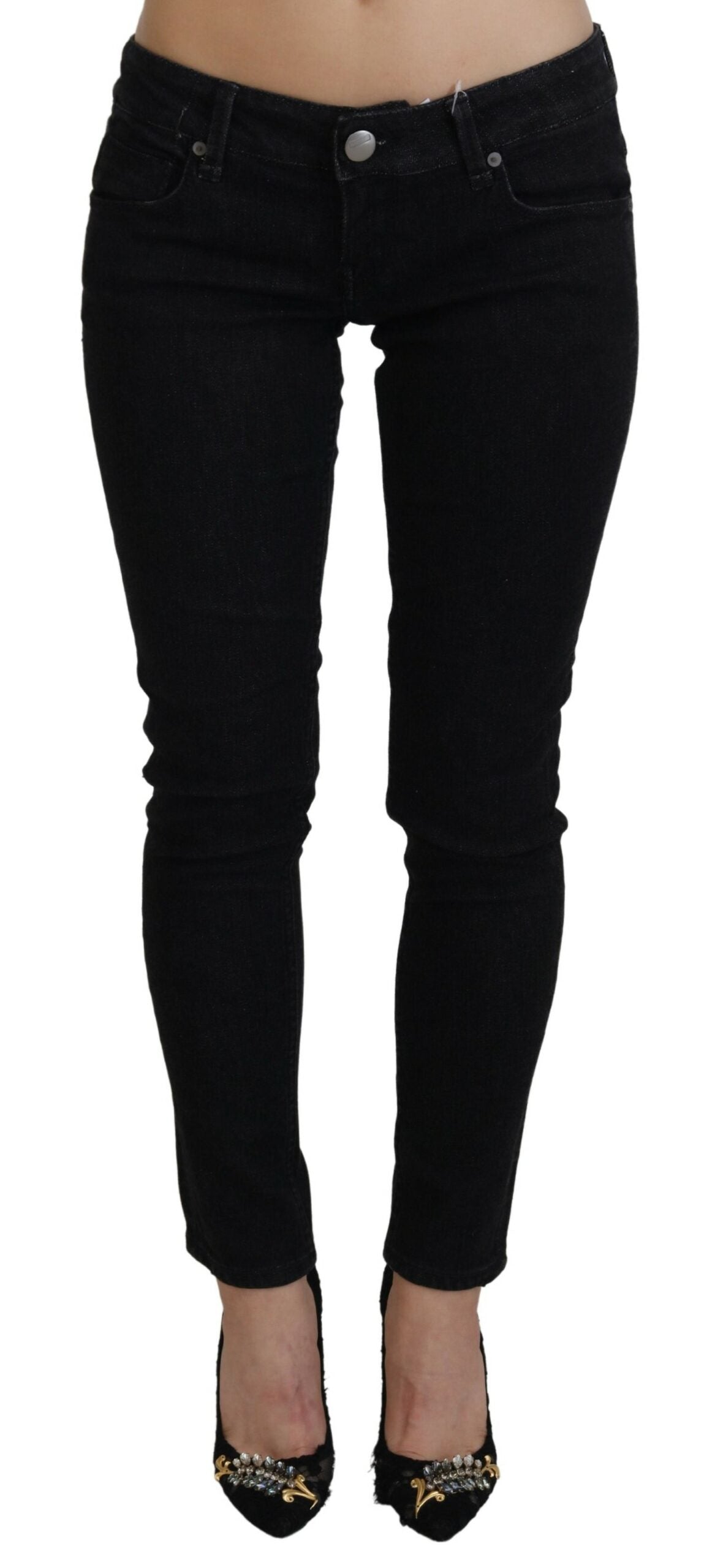 Acht Sleek Cotton Slim Fit Denim In Black