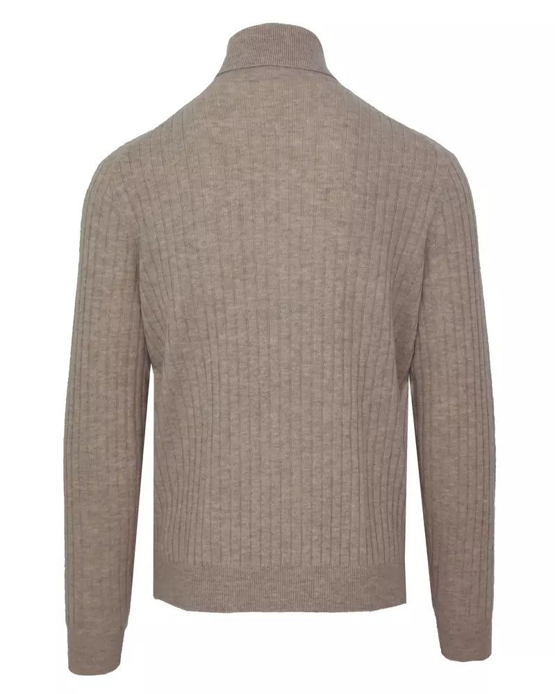 Suéter de cuello alto en mezcla de lana y cachemira beige de Malo