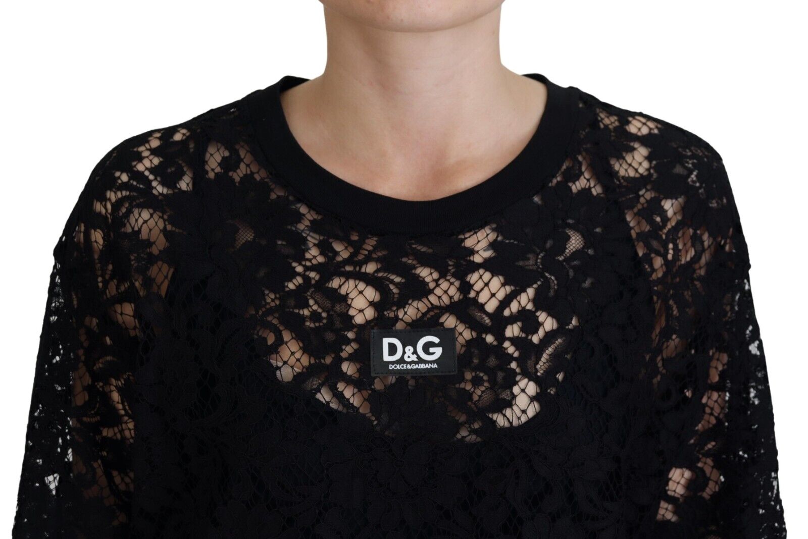 Vestido recto elegante de encaje floral negro de Dolce &amp; Gabbana
