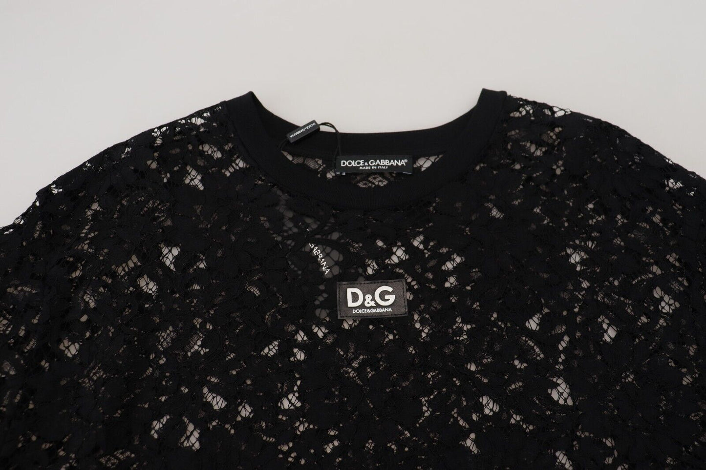 Vestido recto elegante de encaje floral negro de Dolce &amp; Gabbana