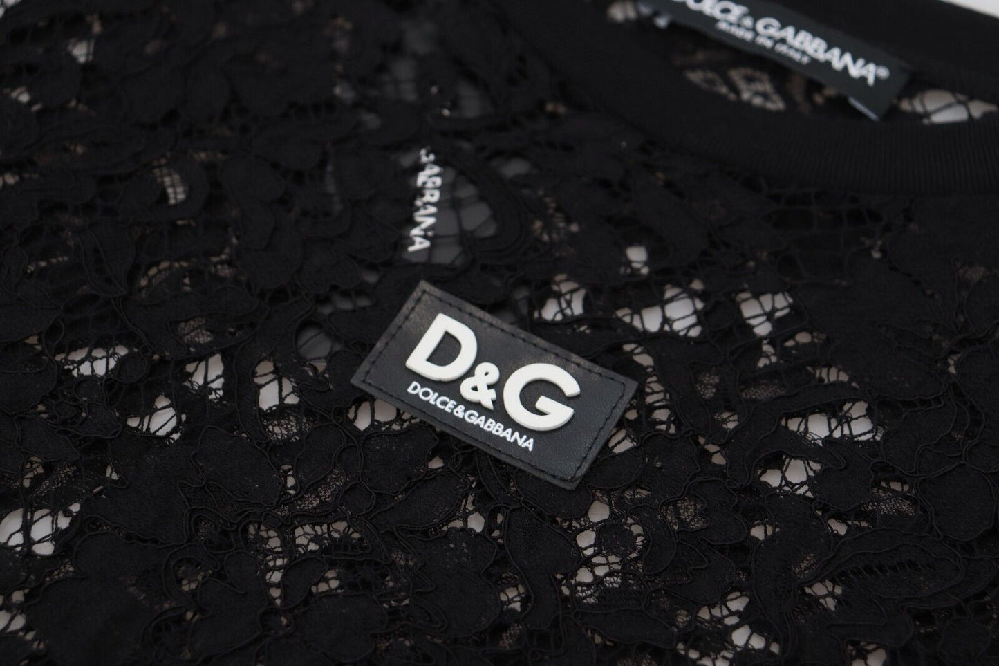 Vestido recto elegante de encaje floral negro de Dolce &amp; Gabbana