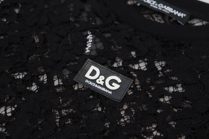 Vestido recto elegante de encaje floral negro de Dolce &amp; Gabbana