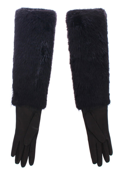 Dolce & Gabbana Elegant Elbow-Length Beaver Fur Gloves