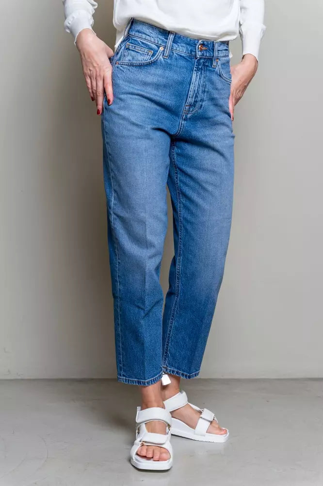 Pantalón vaquero de cintura alta azul elevado Don The Fuller para mujer