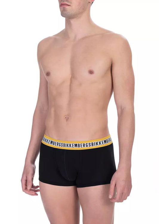 Dúo de calzoncillos tipo bóxer de algodón negro para hombre de Bikkembergs