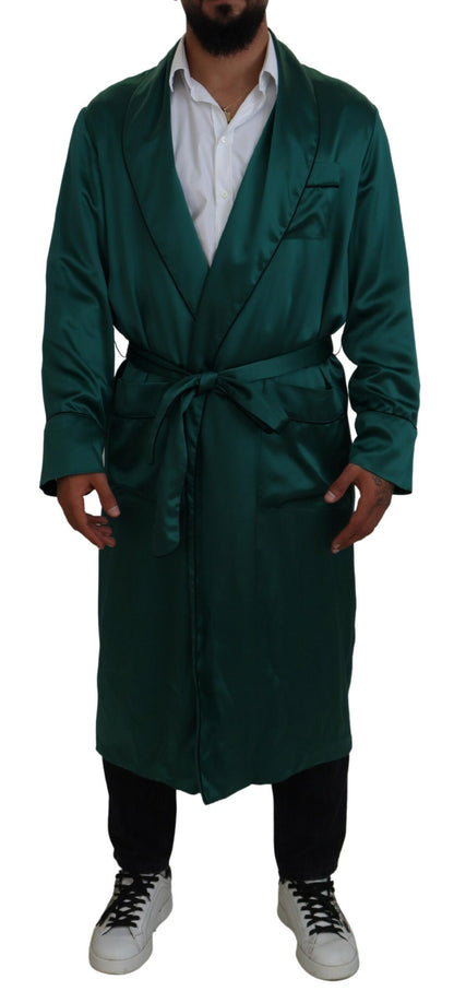 Dolce & Gabbana Elegant Silk Robe in Lush Green