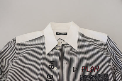 Camisa clásica de rayas blancas y negras con botones de Dolce &amp; Gabbana