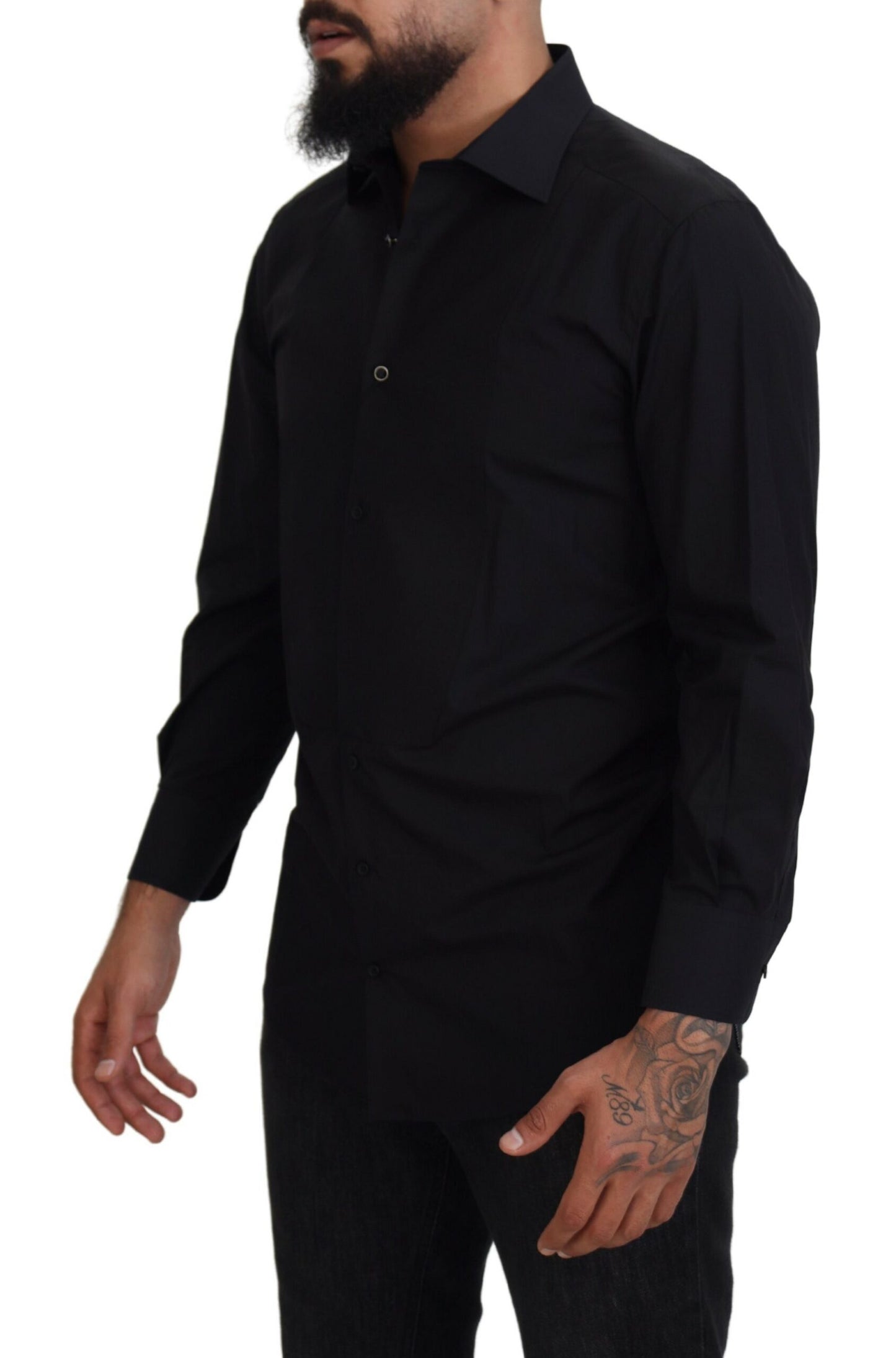 Camisa formal elegante de manga larga negra de Dolce &amp; Gabbana