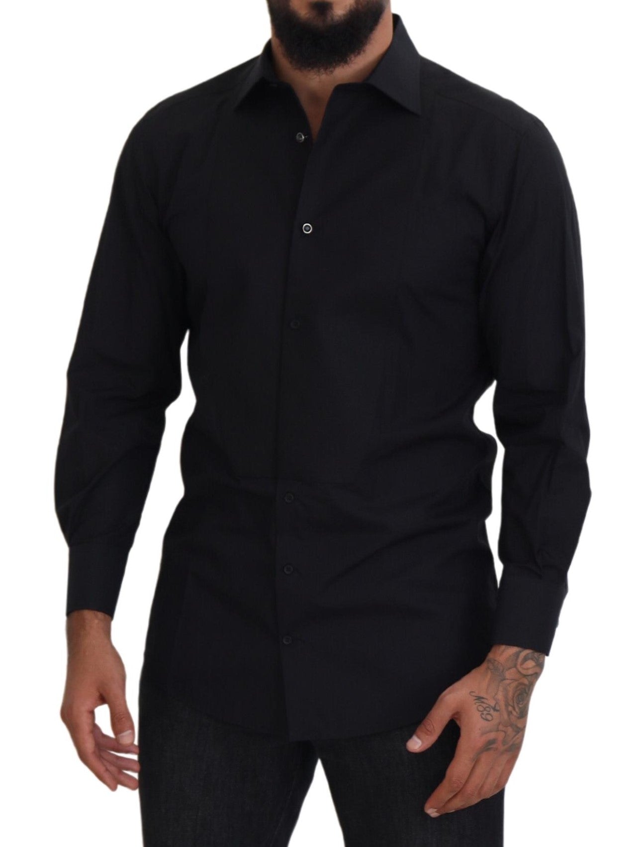 Camisa formal elegante de manga larga negra de Dolce &amp; Gabbana