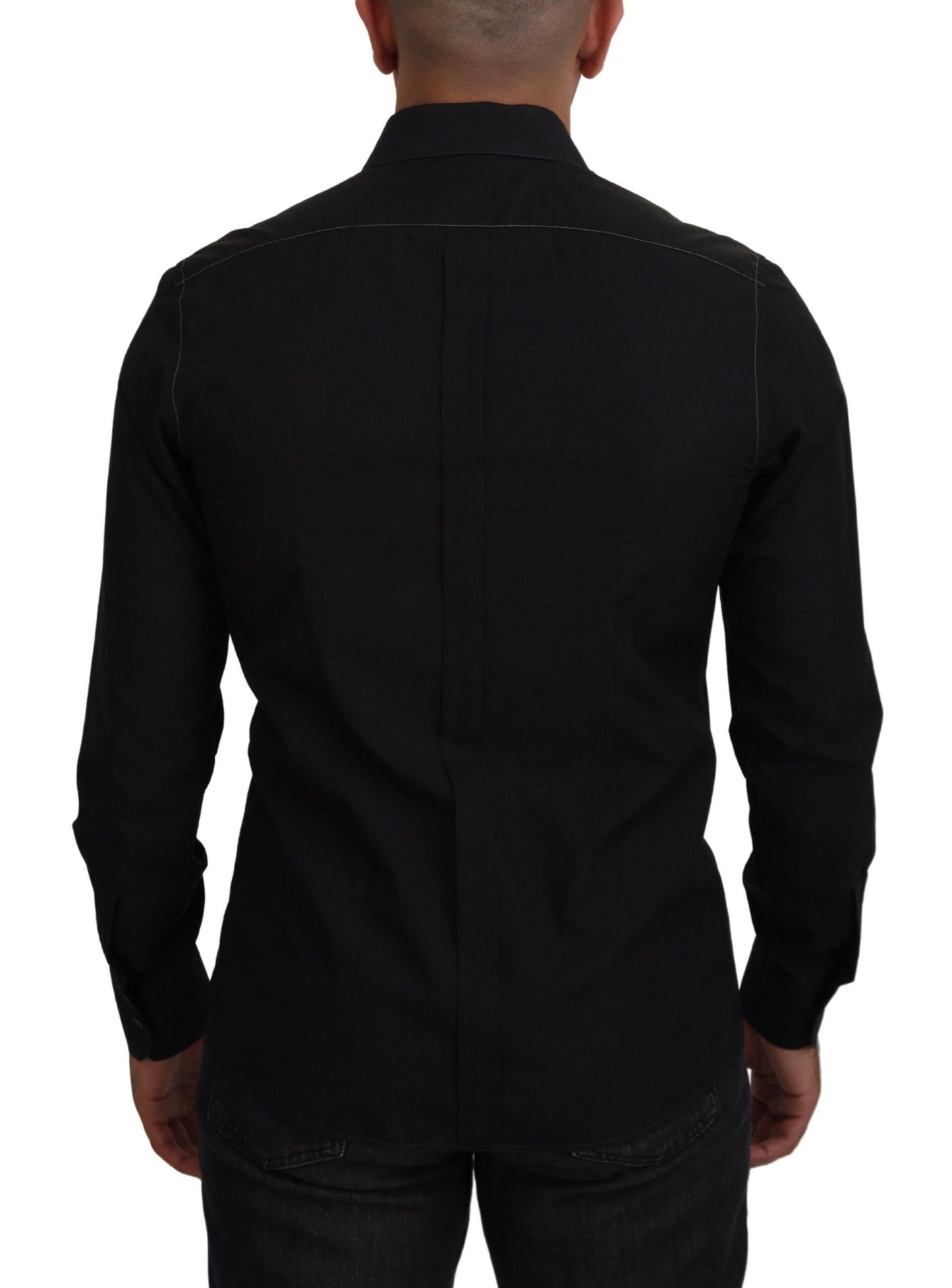 Camisa formal elegante de algodón negra de Dolce &amp; Gabbana