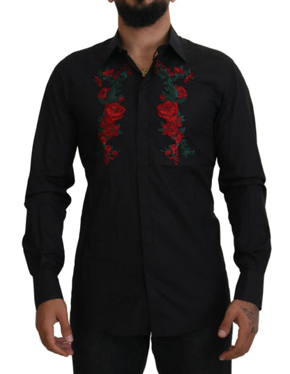 Camisa elegante de algodón con bordados florales de Dolce &amp; Gabbana