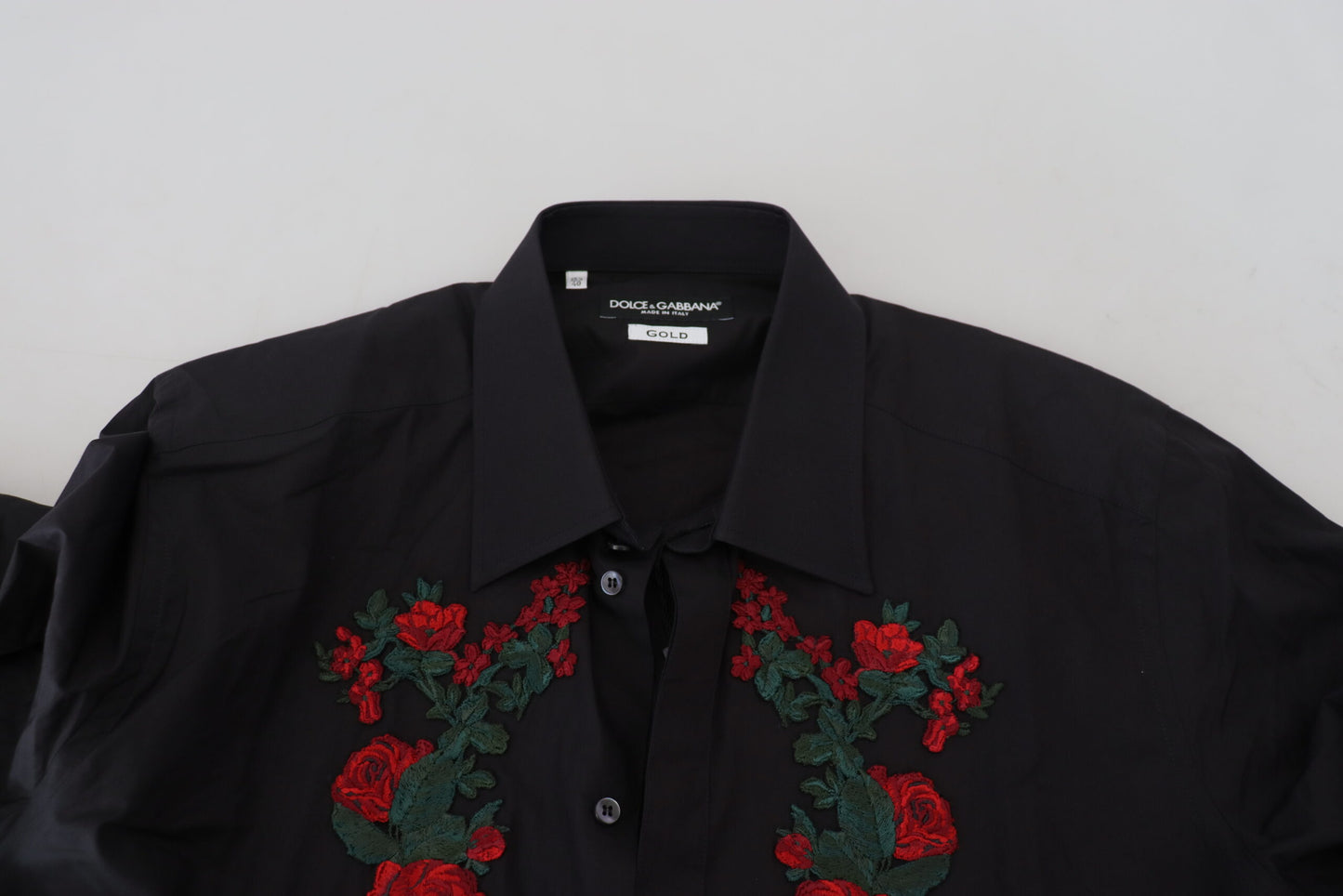 Camisa elegante de algodón con bordados florales de Dolce &amp; Gabbana