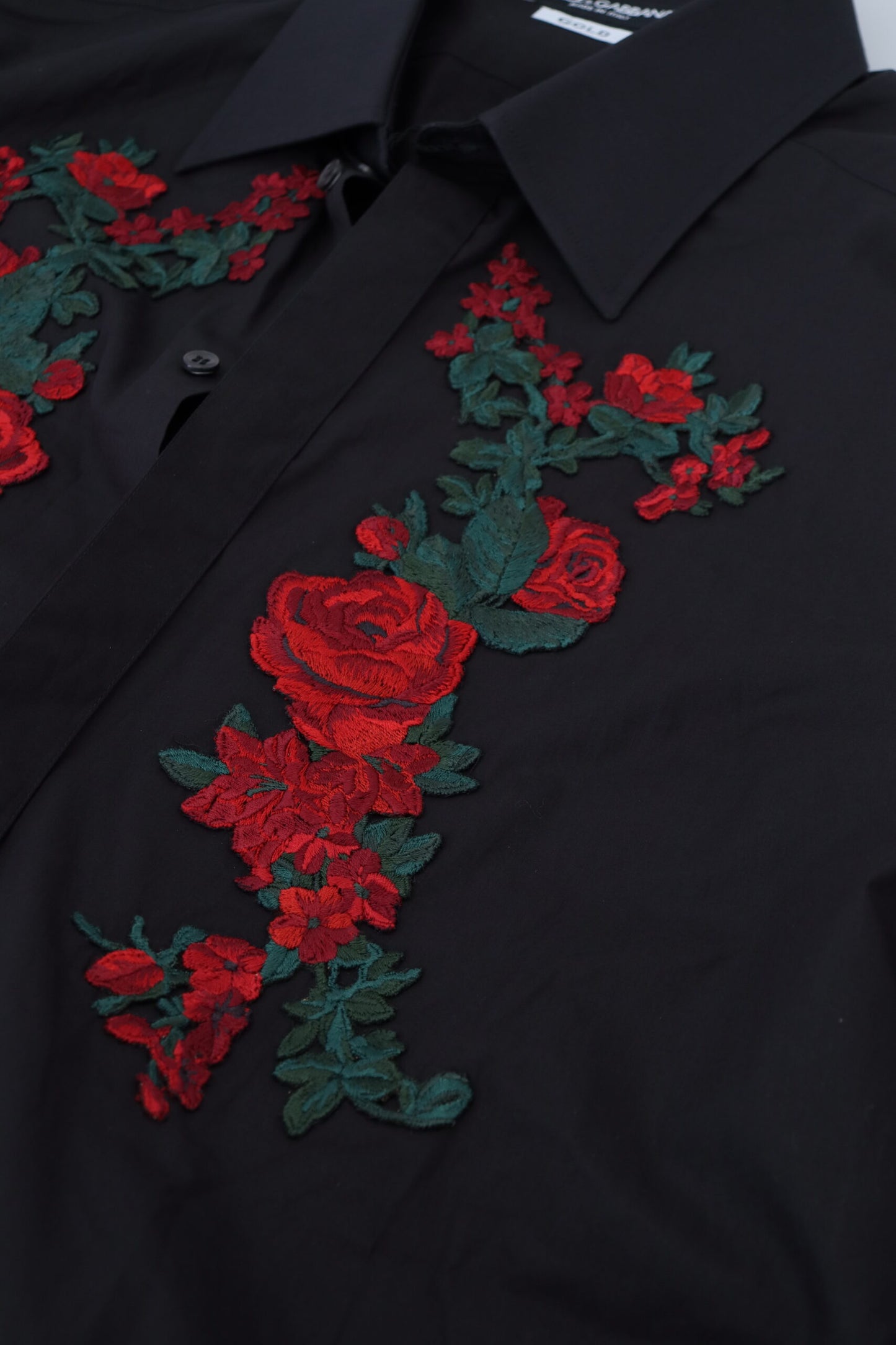 Camisa elegante de algodón con bordados florales de Dolce &amp; Gabbana