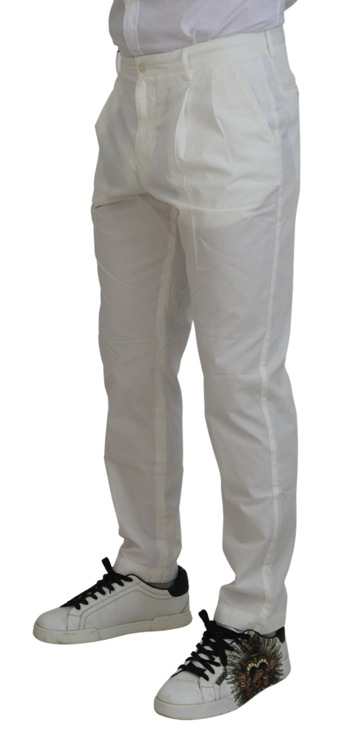 Pantalones chinos elegantes de algodón blanco de Dolce &amp; Gabbana