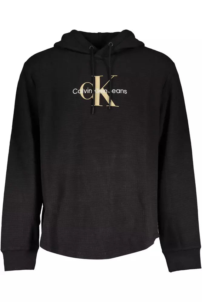 Sudadera con capucha de mezcla de algodón negra elegante de Calvin Klein