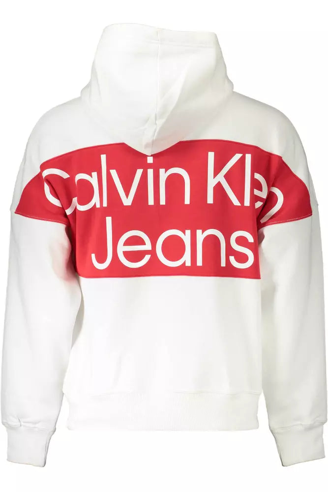 Sudadera con capucha blanca elegante de Calvin Klein con estampado de logotipo