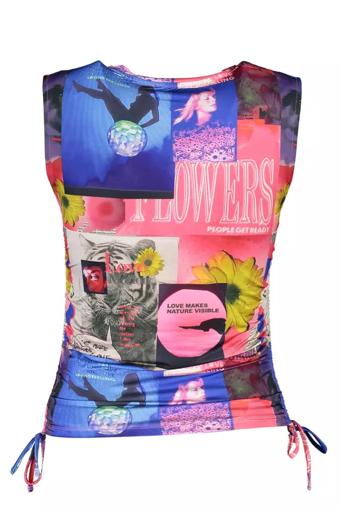 Top de tirantes con cordón y detalles en contraste en azul chic de Desigual
