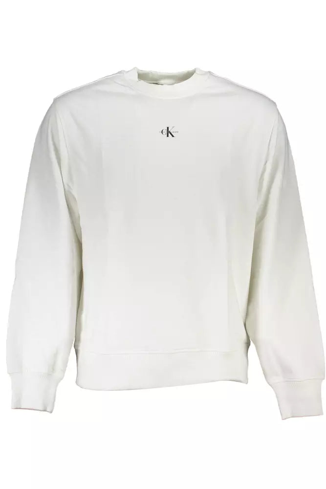 Sudadera elegante de algodón blanca con estampado de logotipo de Calvin Klein
