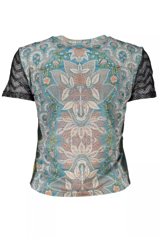 Camiseta Desigual Ethereal con estampado azul claro y contrastes