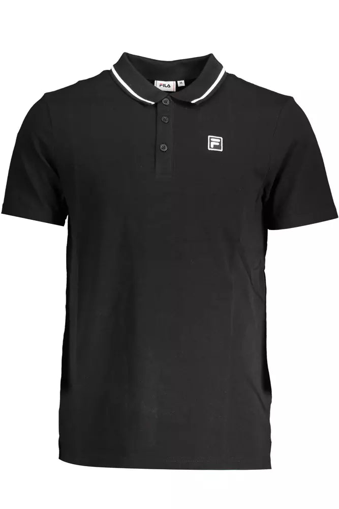 Polo elegante de algodón negro con detalles en contraste de Fila