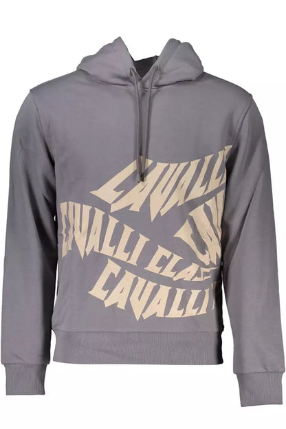 Sudadera con capucha elegante de color gris de Cavalli Class con corte regular