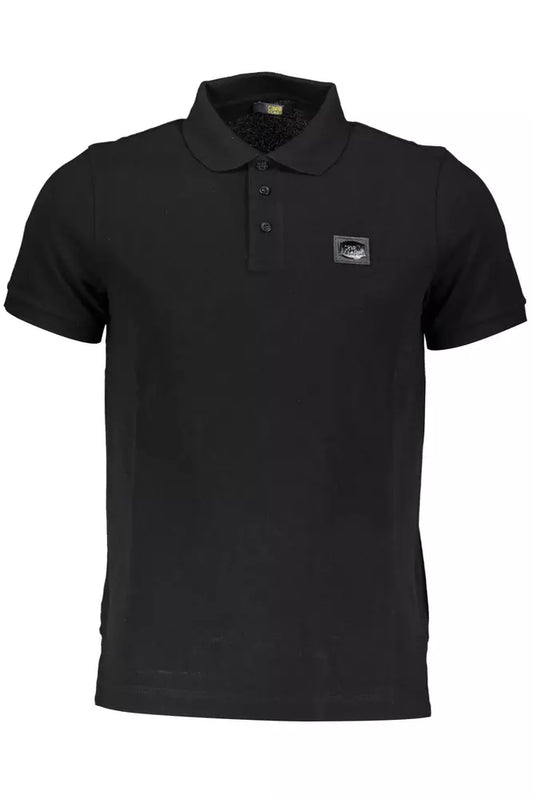 Polo elegante de algodón negro con apliques exclusivos de Cavalli Class