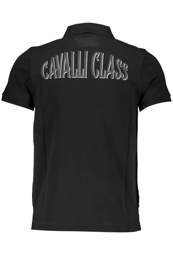 Polo elegante de algodón negro con apliques exclusivos de Cavalli Class