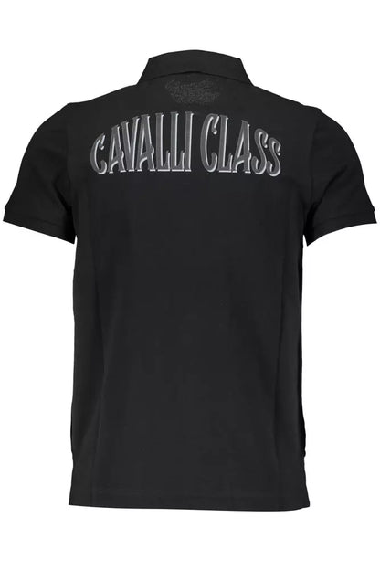 Polo elegante de algodón negro con apliques exclusivos de Cavalli Class