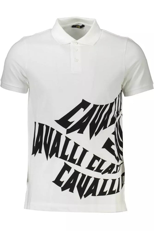 Polo elegante de algodón blanco con estampado chic de Cavalli Class
