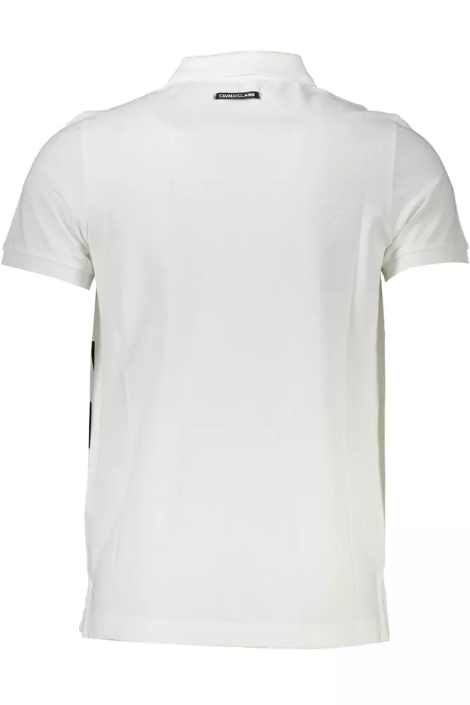 Polo elegante de algodón blanco con estampado chic de Cavalli Class