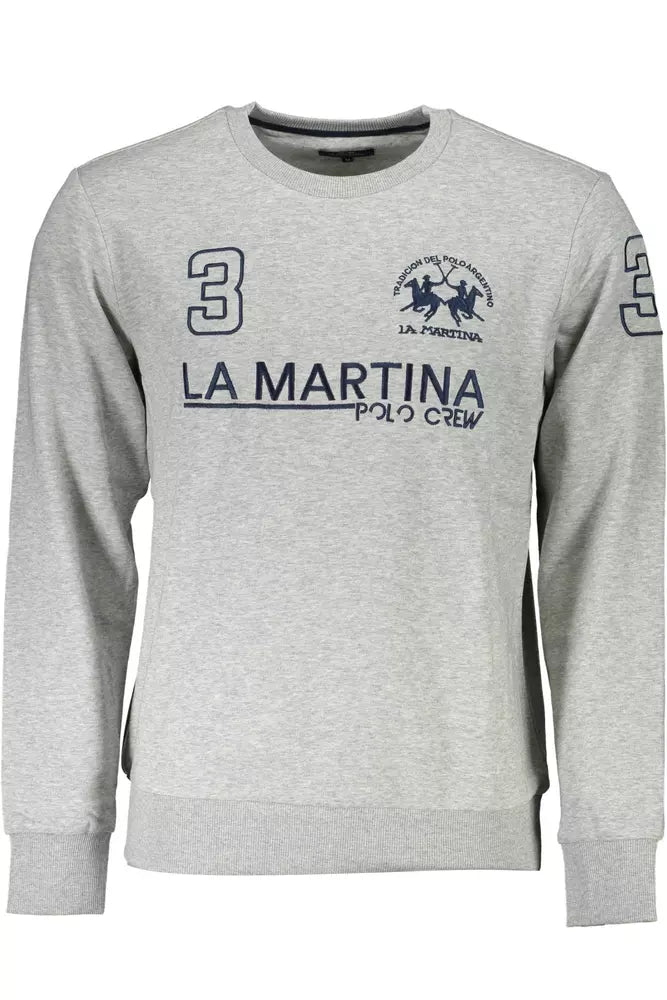 Sudadera con cuello redondo y bordado chic en gris de La Martina
