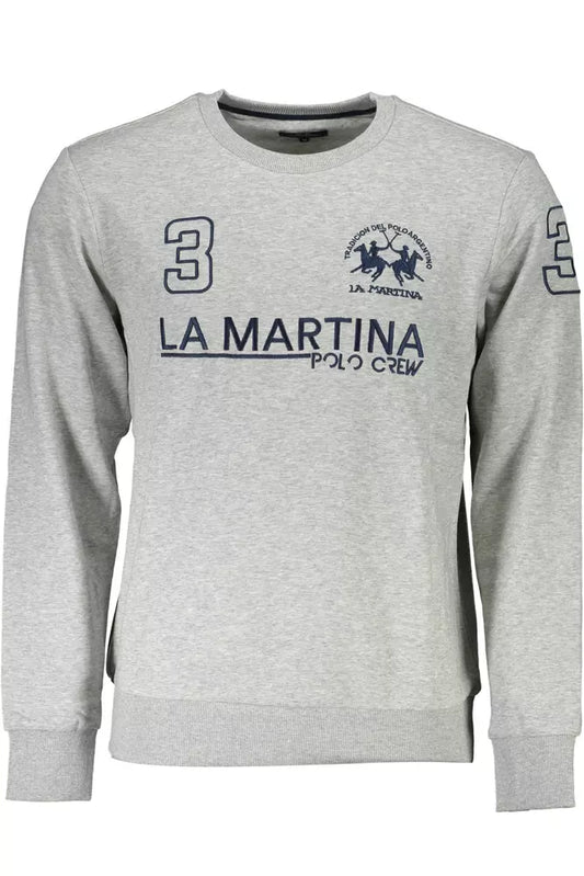 Sudadera con cuello redondo y bordado chic en gris de La Martina