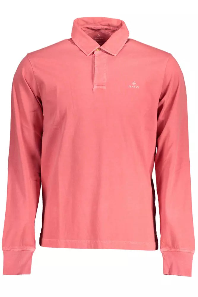 Polo de manga larga de algodón rosa chic de Gant