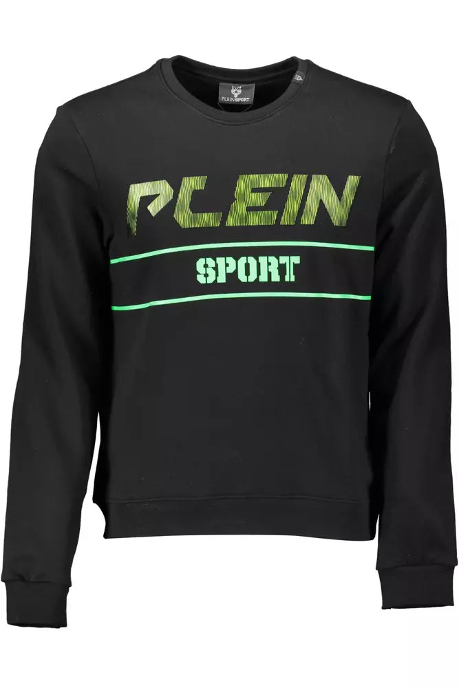 Sudadera elegante de algodón negra con detalles llamativos de Plein Sport