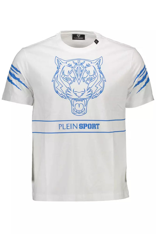 Camiseta elegante de algodón blanca con contrastes llamativos de Plein Sport