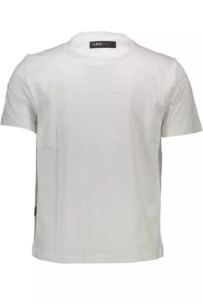 Camiseta de algodón blanca prístina con detalles llamativos de Plein Sport