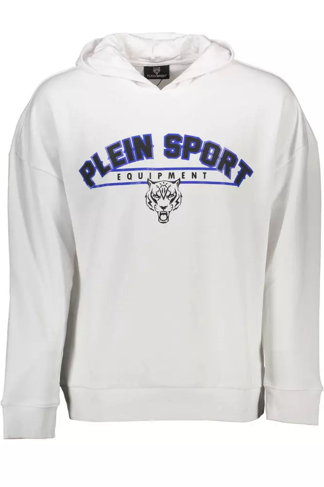 Sudadera con capucha blanca elegante y detalles en contraste de Plein Sport