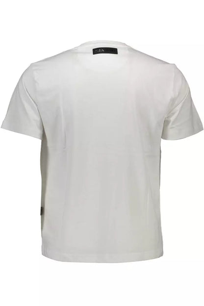 Camiseta con cuello redondo y logotipo en blanco prístino de Plein Sport