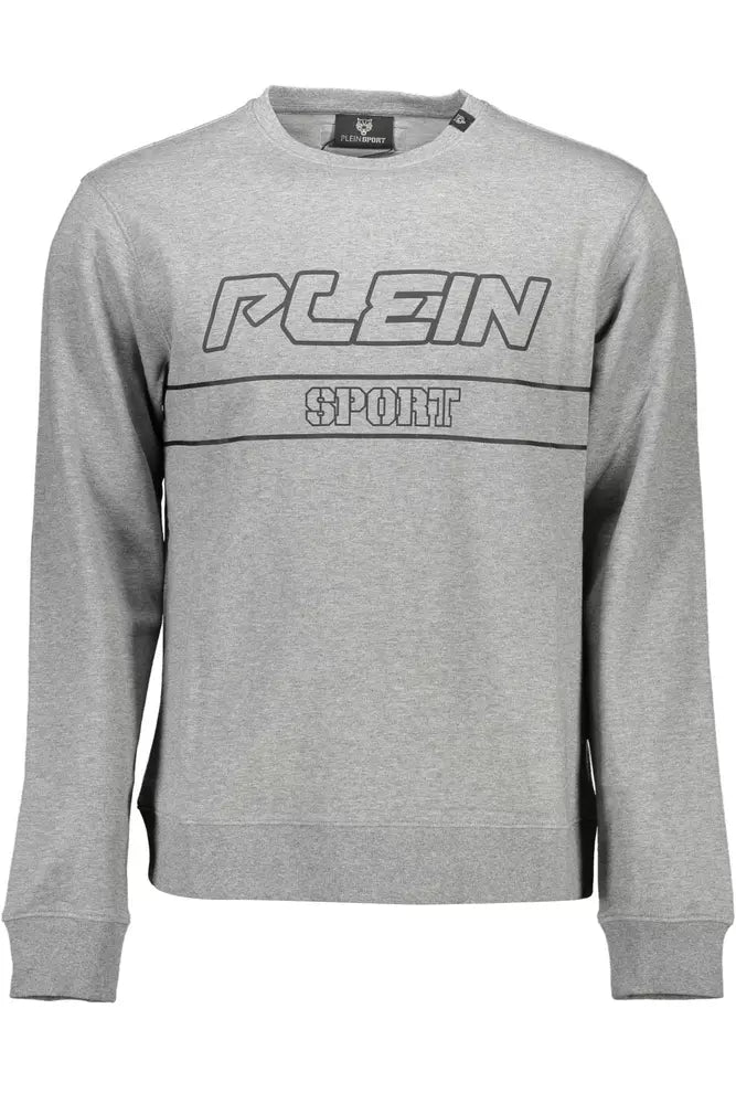 Sudadera elegante de manga larga gris con logotipo de Plein Sport