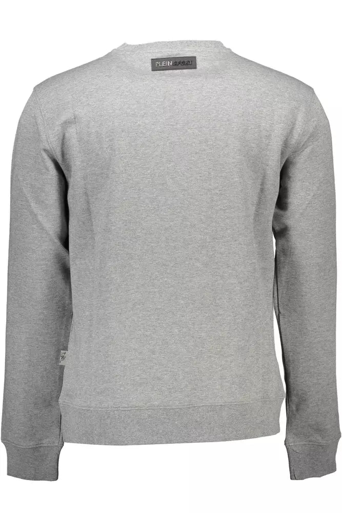 Sudadera elegante de manga larga gris con logotipo de Plein Sport