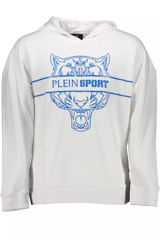 Sudadera con capucha blanca elegante y estampado en contraste de Plein Sport
