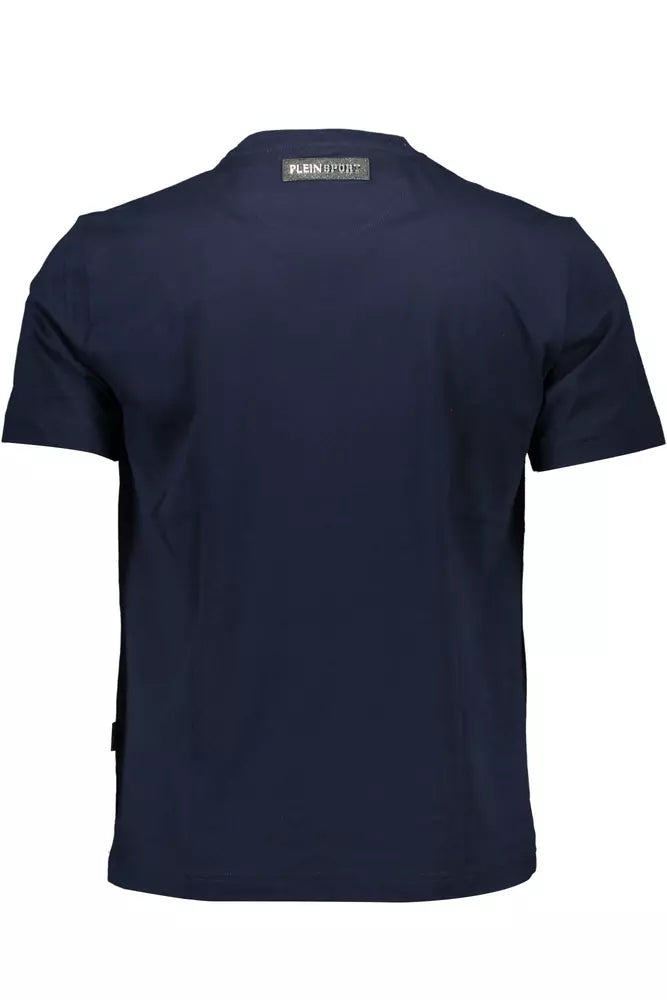 Camiseta de diseño con cuello redondo en azul electrificado de Plein Sport