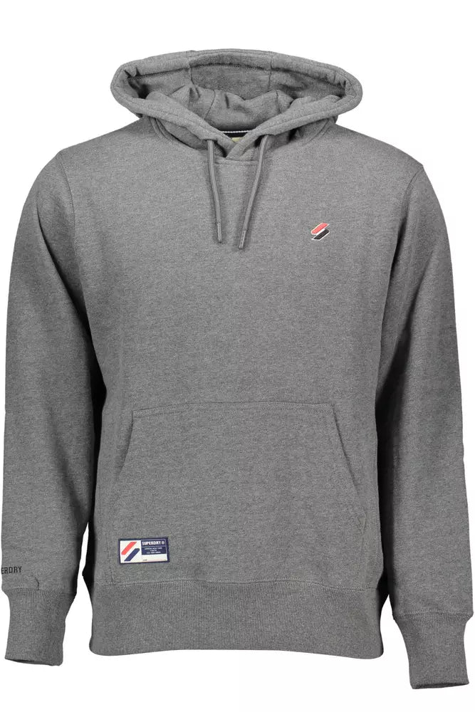 Sudadera con capucha gris elegante con detalle de bordado de Superdry