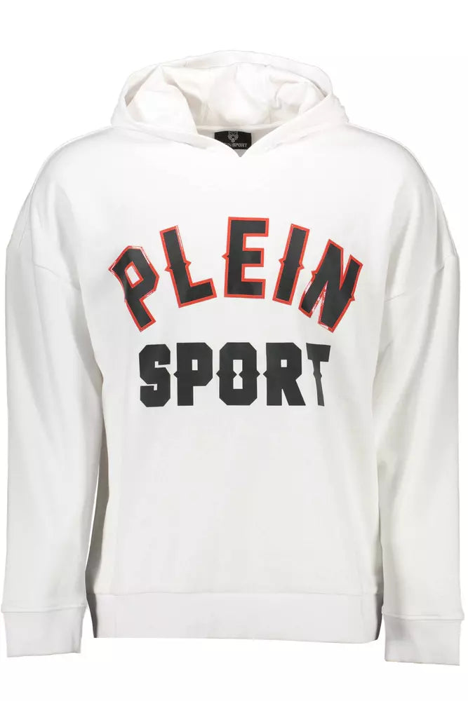 Sudadera con capucha blanca elegante y estampados llamativos de Plein Sport