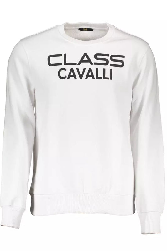 Cavalli Class White Cotton Men Sweater