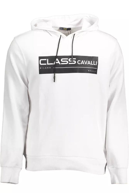 Sudadera con capucha de algodón blanca elegante Cavalli Class