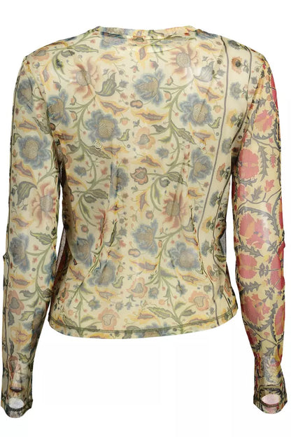 Camiseta elegante de manga larga con estampado beige de Desigual